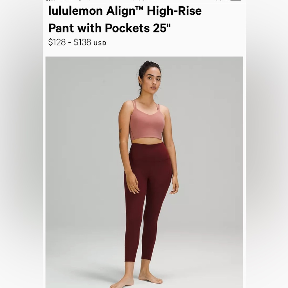 Lululemon Athletica High-Rise Leggings in Burgundy